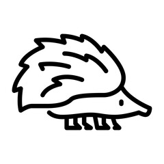 hedgehog outline icon. animal black line illustration.