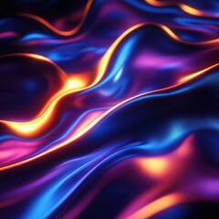 Naklejka premium Glowing thread moves with fluid ripple's curve; background