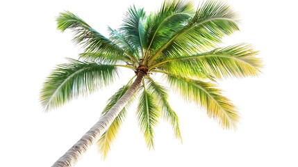 Tropical palm tree against a white background.