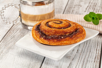 Homemade cinnabon swirl pastry with cinnamon