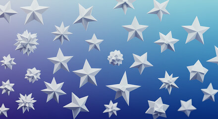 Fototapeta premium Abstract 3D White Stars Blue Gradient Background