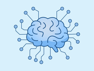 Artificial Intelligence Brain with Circuit Lines – AI Technology Concept Vector