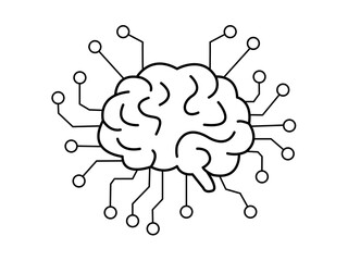 Artificial Intelligence Brain with Circuit Lines – AI Technology Concept Vector