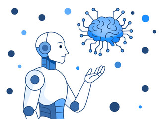 Artificial Intelligence Brain with Circuit Lines – AI Technology Concept Vector