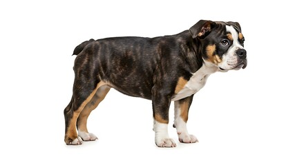 Obraz premium Tri-colored Bulldog Puppy: A Studio Portrait