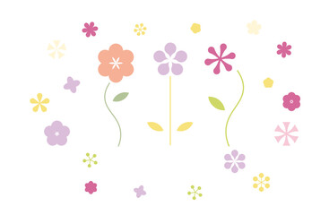 Pastel Colorful Flowers Pattern on White Background
