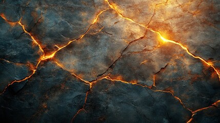 Cracked rock with molten lava