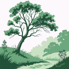 Obraz premium green tree silhouette