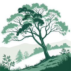 Obraz premium vector illustration of a green tree