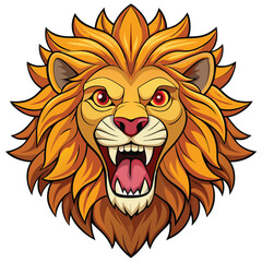 Obraz premium Angry lion head cartoon illustration