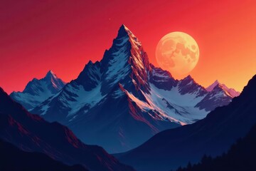 Sharp peaks, black sun, dramatic vector mountain scene , dark vector, background, abstract art