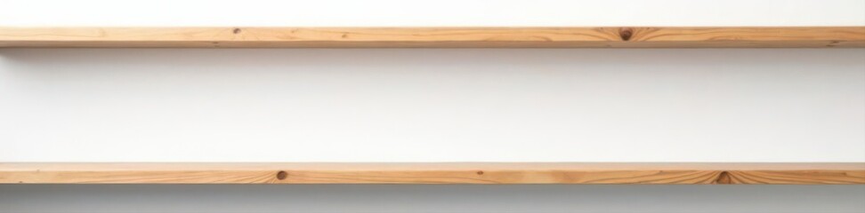 Empty rustic wooden shelves, white background, farmhouse, brown