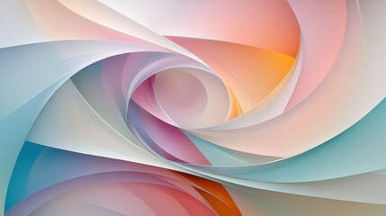 Obraz premium A digital illustration of abstract art featuring swirling, overlapping shapes in pastel shades of pink, orange, and blue.