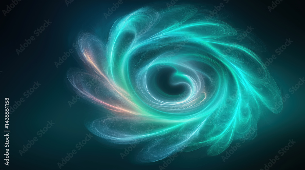 Poster swirling patterns of light create a dynamic abstract design