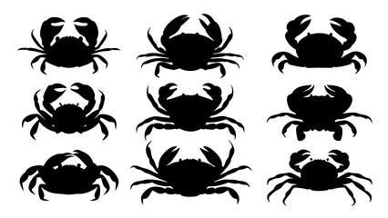 Obraz premium set of crab silhouette vector on tranparent background