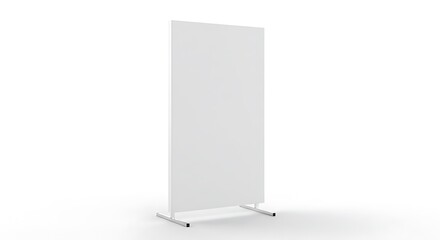Standing White Partition with Metal Base on Isolated Background