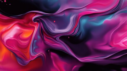 Fototapeta premium A dynamic abstract paint splash forming intricate patterns on a dark background, showcasing fluid motion and vibrant color contrasts,