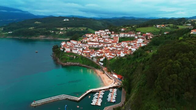 Charming fishing village of Lastres in the Asturias region, northern Spain