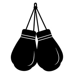 Hanging Boxing Gloves Silhouette Clipart Stock Vector vector black color silhouette isolated white background 