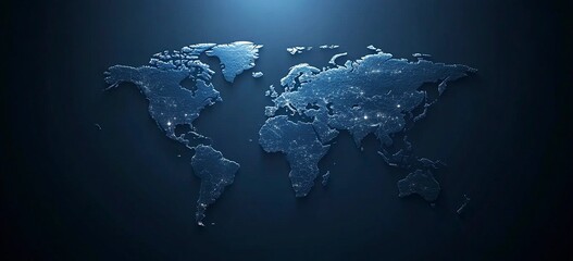 Abstract blue background with a global network and world map for a business technology concept vector illustration. High-resolution, professional photograph. The ultra-wide-angle lens is used to captu