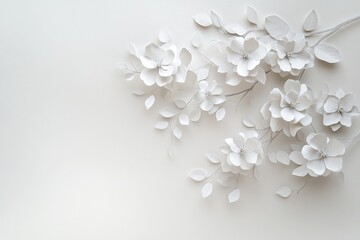Obraz premium Elegant white paper flowers arranged artfully on a light background.