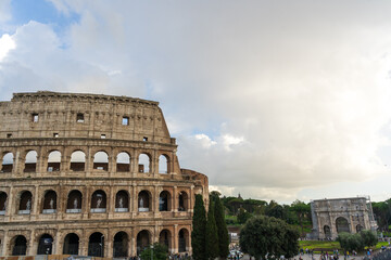 Fototapeta premium Ancient part of Rome at sunset. Evening landscapes of the Eternal City.