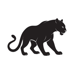 Crouching Leopard Hunting Silhouette Vector