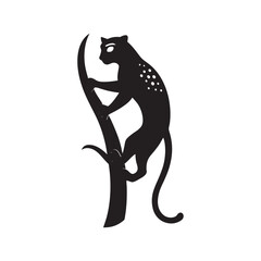 Climbing Leopard Silhouette Vector Art