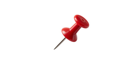 Red push pin isolated on transparent background 