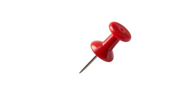 Red push pin isolated on transparent background  - Powered by Adobe