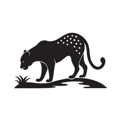 Leopard Drinking Water Silhouette Art