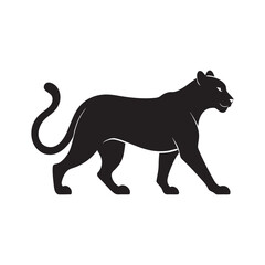 Walking Leopard Silhouette On White