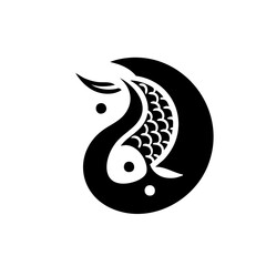 Abstract Koi Fish Dancing in Water Logo Symbol Icon