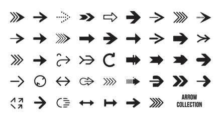 Geometric arrow icons set for navigation and interface design projects.