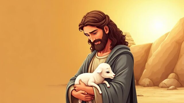 Gentle Guardian: A Tender Illustration of Faith, Care, and Serenity in Desert Landscape