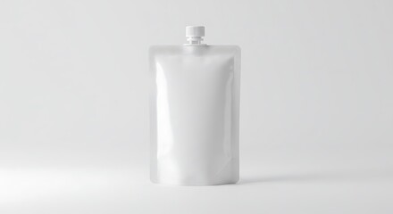 White Spout Pouch on White Background Package Mockup