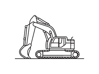 Naklejka premium Excavator line art icon outlined industrial vehicle graphic
