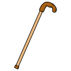 walking cane illustration hand drawn isolated vector