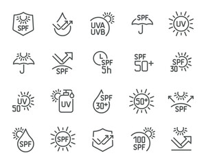 Vector Icon Set for Sun Protection with SPF, UVA, and UVB Levels
Contains icons for different UV protection levels, SPF values, and sun-related elements. Icons ready for use.