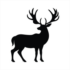 silhouette of a deer. vector illustration of wild animals. 