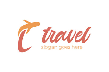 Abstract letter C travel agency logo icon design can be used travel labels, tourism, journey posters, flight company advertising, airways identity