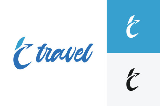 Abstract letter t travel agency logo icon design can be used travel labels, tourism, journey posters, flight company advertising, airways identity