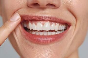 Fototapeta premium Healthy White Smile Closeup Showing Perfect Teeth and Gums