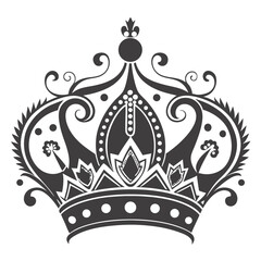 Intricately Designed Royal Crown Emblem with Flourishes and Decorative Elements
