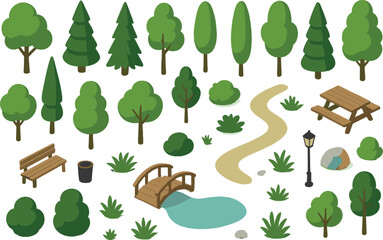 Collection of trees and other elements of a park
