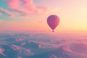 Obraz premium Serene sunset view from hot air balloon ride.