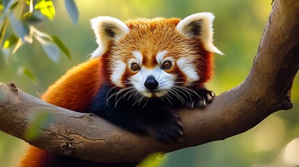Obraz premium Red Panda on a tree