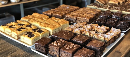 Variety of baked goods display in bakery