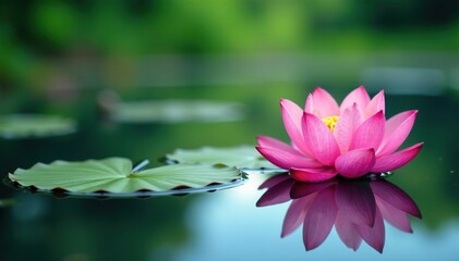 Delicate lotus blossoms floating on tranquil lake, flower pattern, stock photo, flower