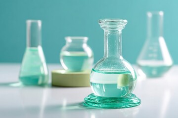 Glass Flasks with Liquid - Scientific Experiment and Research Concept